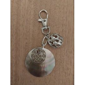Breloque Métal Argenté Et Nacre