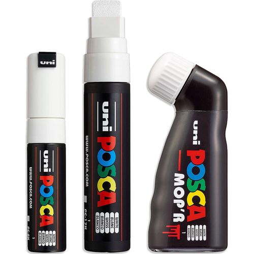 - Lot De 3 Marqueurs Peinture À Pointe Large - Mop'r, Pc-17k, Pc-8k - Encre Blanche[X933]