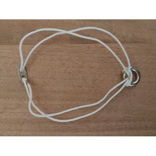 Collier Cordon Coton Blanc Pendentif Anneau Métal Argenté