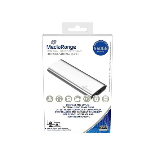 MediaRange MR1103 - SSD - 960 Go - externe (portable) - USB 3.2 Gen 2 (USB-C connecteur) - argent