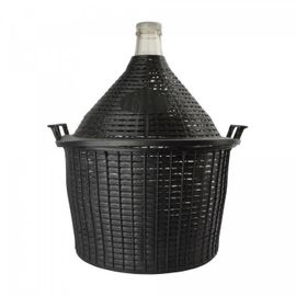 Dame-Jeanne 25l - Ich-Zapfe.De - Goulot Normal - Panier En Plastique - Bouchon En Plastique - Verre Transparent
