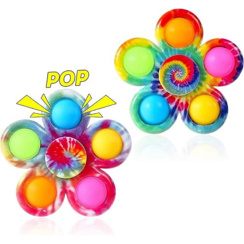 Promotion d'hiver,Pop Fidget Spinner Pack,Party Favor Tie Dye Simple Fidget Toys,Push Bubble Fidget Popper Spin