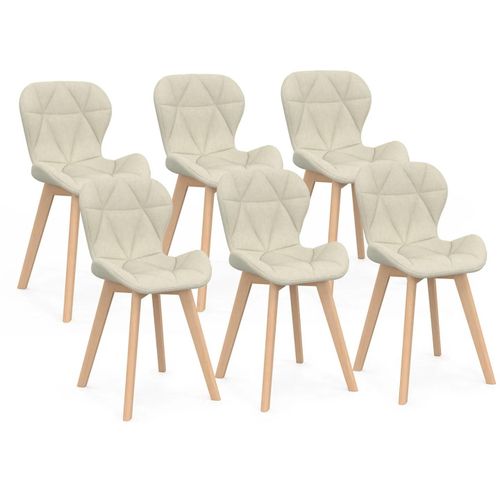 Lot De 6 Chaises Robine En Tissu Beige Pour Salle À Manger