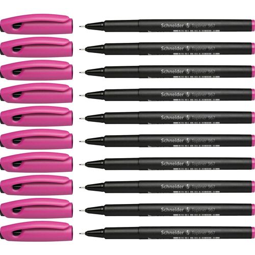 Schneider Lot De 10 Feutres Fineliner Topliner 967 04 Rose