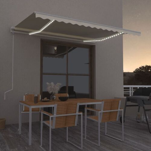 Vidaxl Auvent Automatique Avec Capteur De Vent Et Led 400x350 Cm Crème