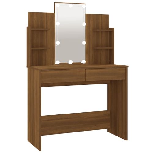 Vidaxl Coiffeuse Avec Led Chêne Marron 96x40x142 Cm