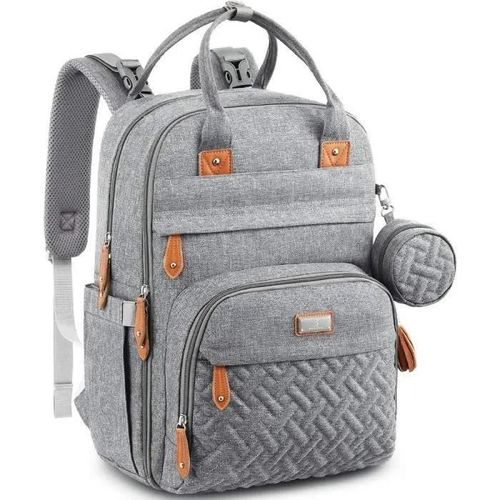Sac À Dos À Langer Babbleroo - Grande Capacité - Imperméable - Gris - 0 Mois - Naissance