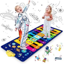 Tapis Piano Enfant, Ciel Étoilé Tapis Musical Jouets Éducatifs avec 8 Instruments, 10 Chansons et 20 Touches, 120 x 48 cm