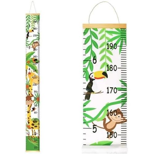Toise Murale En Bois Pour Enfants - Règle Murale En Bois De 20 X 200 Cm - Mesure De Hauteur Pour Décoration Murale - Animaux De La