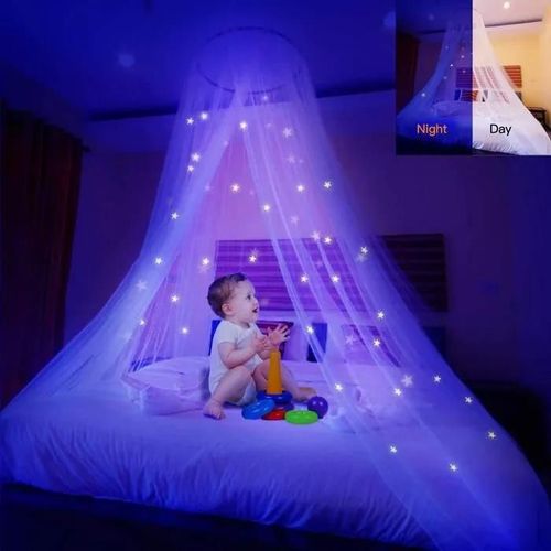 Moustiquaire Avec Étoiles Lumineuses Étoiles Glow Bed Canopy Dome Anti-Mosquito Bed Canopy Convient Au Lit De Bébé,Enfants, Adultes