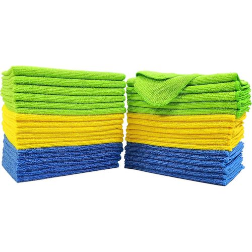 TIANYI-- 36 Chiffons de Nettoyage en Microfibres - Bleu/Vert/Jaune - 31 x 41 cm
