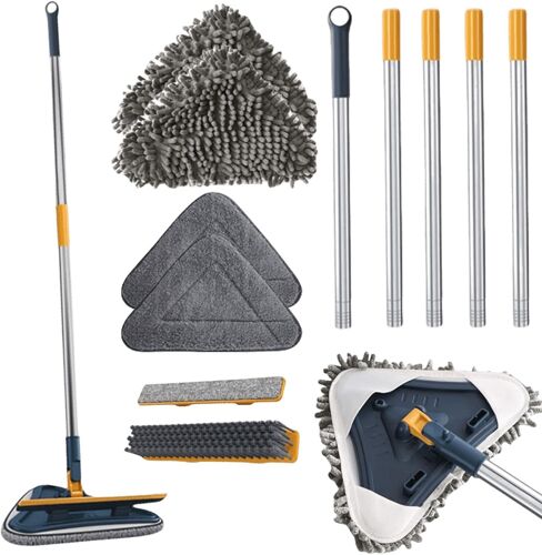 360° Triangular Cleaning Mop Wall Cleaning Mop Window Cleaner with Long Handle Adjustable Rotating Mop Multi-Function for Glass Wall Floor