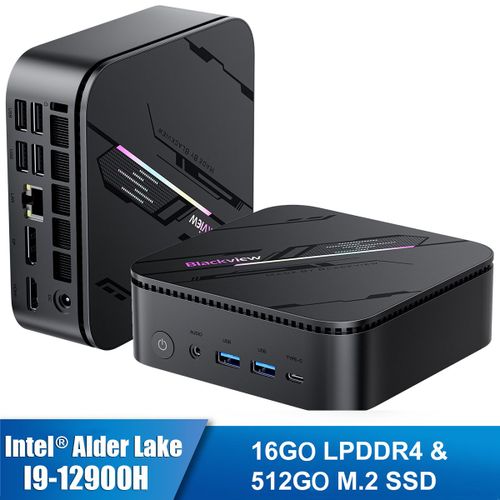 Mini PC Blackview MP100 Pro Intel®Alder Lake I9-12900HK 4.4GHz Max 16 Go 512 Go/SSD 4To,Windows 11 Pro,Wifi 6, 4K UHD 144 Hz - Gris