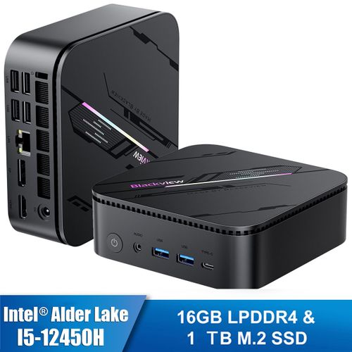 Mini PC Blackview MP100 Pro Intel®Alder Lake I5-12450H 4.4GHz Max 16 Go 1 To/SSD 4To,Windows 11 Pro,Wifi 6, 4K UHD 144 Hz - Gris