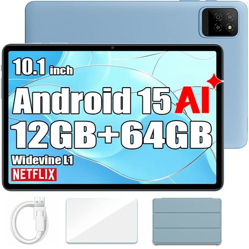 Tablette Tactile Oscal Pad 30 Wifi Doke AI 10,1"" 60Hz,1080p FHD 12Go 64Go-SD 2To Android 15, 6600 mAh Face ID, Widevine L1 - Bleu