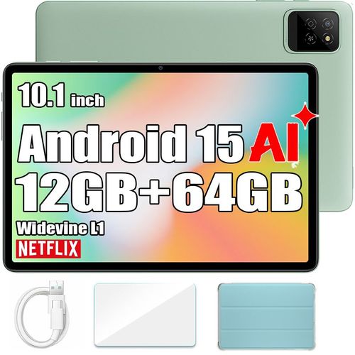 Tablette Tactile Oscal Pad 30 Wifi Doke AI 10,1"" 60Hz,1080p FHD 12Go 64Go-SD 2To Android 15, 6600 mAh Face ID, Widevine L1 - Vert