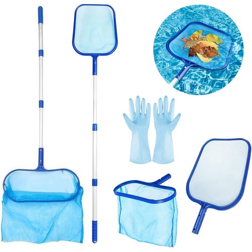 Epuisette Piscine avec Perche Télescopique,Epuisette de Fond Piscine,Epuisette Spa,Filet Piscine pour Nettoyer Piscines,Bassins,Fontaines ou Aquariums