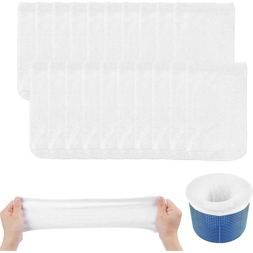 20pcs Chaussette Skimmer Piscine,Pool Panier Net Chaussettes Filtre Accessoires,Spa Fine Filtrant Prefiltre Filet Chausette Extra Lot,Nettoyage Surface Filtration Tissus Epuisette Netskim pour Boite