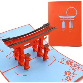 Cards Torii Japon Gate 3d Popup Carte De Voeux Pour Toutes Les Occasions Voyageurs Asie,Architecte,Plis Amoureux De L'histoire Japonaise Pour L'envoi D'anniversaire,Remise Des Diplômes,Re