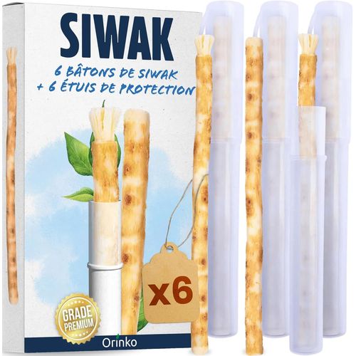 6 Bâtons De Siwak + 6 Étuis De Protection-Miswak Brosse À Dents Naturelle Écologique Et Vegan-Soin De La Bouche Traditionnel Et Blanchiment Des Dents Blanc