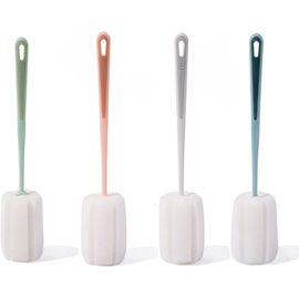 Goupillon Biberon Eponge À Manche Long Outil Pour Nettoyer Biberons Laveur De Bouteilles Brosses Bouteille Verre Pour Bouteilles Eau¿Les Verres¿Verres À Vin(4 Pièces)