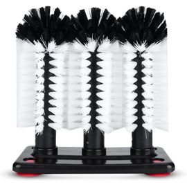 À Verre,Lave-Verre,Lave Verre À 3 Têtes Avec Base À Ventouse,Nettoyage Bouteille En Verre,De Nettoyage De Verre Bouteille Avec Ventouse,Goupillon Biberon,19x10x19cm