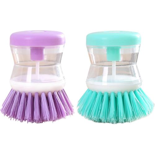 2 Pièces Brosse à Vaisselle,Brosse Vaisselle avec Distributeur de Liquide,Brosses Cuisine avec Reservoir de Liquide de Nettoyag,Rechargeable,Brosses de Cuisine pour Casseroles et Pots