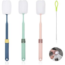 Lot De 3 Brosses À Biberon,Poignée Confortable,Nettoyeur De Bouteille Avec Paille Et Poignée Réglable,De Nettoyage Pour Bouteille D'eau,Bière,Gobelet (3 Couleurs)