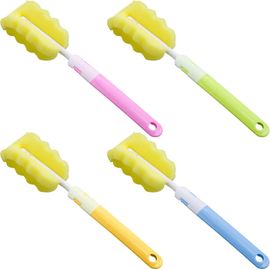 Lot De 4 Brosses À Bouteilles Avec Poignée Longue, Brosse Pour Biberon, Brosse À Bouteille, Éponge, Brosse De Nettoyage Pour Biberon, Tasses, Chaudières, Verres À Vin (4 Couleurs)