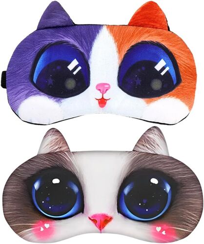 Lot De 2 Masques De Sommeil,Masque Pour Les Yeux D'animaux,Masque Pour Les Yeux Doux Et Moelleux,Parfait Pour Les Voyages,Les Siestes,Le Yoga,L'avion Et Le Sommeil Nocturne 