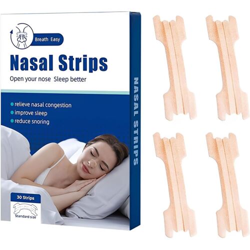 30 Pièces Nasal Strips Bandelette Nasales,66 * 19mm,Dispositifs Anti Ronflement Efficace, Ecarteur Nasal Taille Large Patch Anti Bandelette Nasales Pour Une Meilleure Respiration,Couleur Peau 