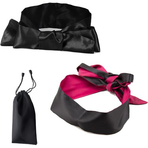 Masque Pour Yeux En Satin,Bandage Sexy,Jouet Sexuel Pour Couple Avec Bandeau,Bandeau Oeil,Masque Satin Bandeau Sur Les Yeux Sommeil,Masque Pou Yeux Bandés Bondage Sex Toys,Noir+Rose Noire,2pièce
