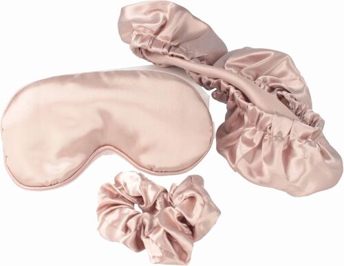 Kit De Sommeil De Beauté 3 Pièces-Masque De Sommeil En Satin Anti-Frisottis-Bonnet Crunchie En Satin-Kit De Soins Capillaires Anti-Frisottis-Protection Des Cheveux-Masque De