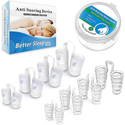 Anti Ronflement Dilatateur Nasal,8 Pcs Anti Ronflement Pince-Nez,Dilatateur Nasal Dispositif,Ecarteur Nasal Anti Ronflement Efficace,Deux Types De Doux Et Dur,4 Tailles Chacun (Blanc) 