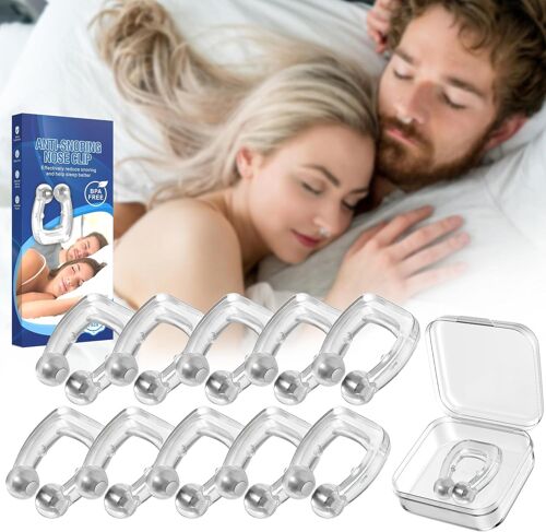 Anti Ronflement Efficace Puissant,Lot De 10 Pince-Nez Dispositifs Anti-Ronflement Pour Hommes Et Femmes,Pince Nez Magnétique En Silicone Pour Une Meilleure Respiration Et Un Sommeil 