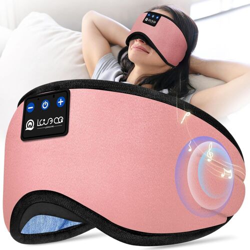 Masque de sommeil,pour dormir sur le côté,avec casque Bluetooth,lavable,bloque la lumière,pour les voyages,la sieste,le yoga,la méditation,le sommeil (rose)