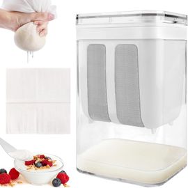 SUBZONAL-Passoire à yaourt - Filtre à yaourt grec fait maison - Séparateur de yaourt et de lactosérum - Yaourtière - Yaourt - Fromage frais - Machine à yaourt avec tamis en maille - Chiffon filtrant