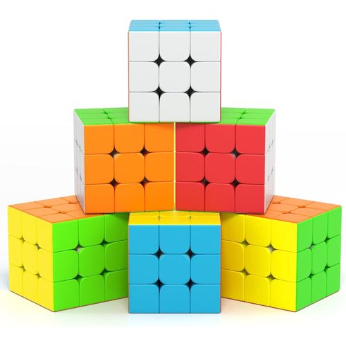 Speed Cube Magique 3x3x3 Cube de Vitesse,6 Paquet Magic Cube pour Débutants et Utilisateurs Avancés,Cadeau pour Enfants Les Adolescents Adultes(sans Autocollant)