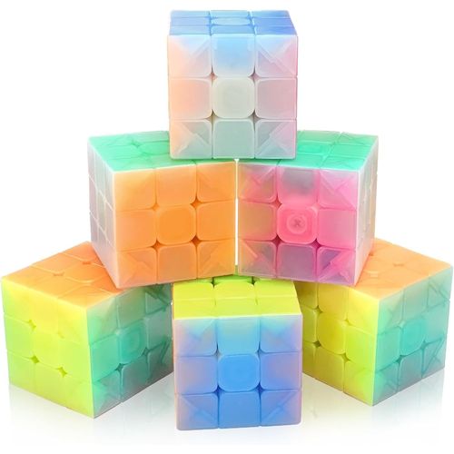 Speed Cube Magique 3x3x3 Cube de Vitesse,6 Paquet Magic Cube pour Débutants et Utilisateurs Avancés,Cadeau pour Enfants Les Adolescents Adultes(Jelly)