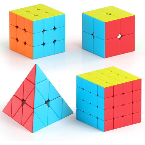 Speed Cube Magique 2x2 3x3 4x4 Pyramide Cube de Vitesse,Magic Cube pour Débutants et Utilisateurs Avancés,Cadeau pour Enfants Les Adolescents Adultes(sans Autocollant)