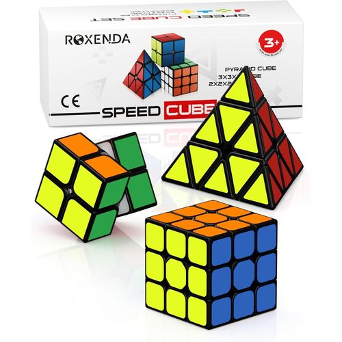 Cube de Vitesse 2X2 3X3 Pyramid Cube Speed Cube Sticker Cube Magique Facile à Tourner et à Lisser(Sticker)