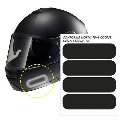 Autocollants Réfractifs Pour Casque Moto, Noir, 4 Pièces 85 X 23 Mm