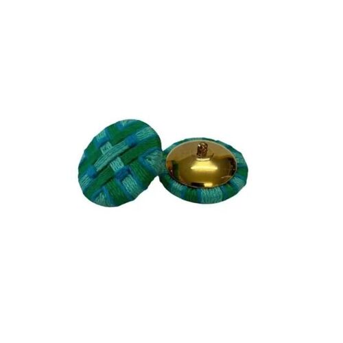 Boutons - Stile Universal - 12 Boutons En Coton Vert - Tige En Nylon Doré - 26,6 Mm Et 31 Mm