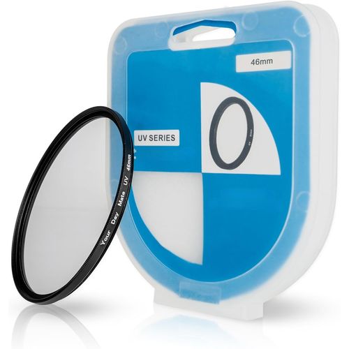 Filtre UV avec étui, Ø 46 mm, Universellement Compatible avec Nikon, Canon, Sony, Filtres en Verre pour Objectif d'appareil Photo, Bloque Les Rayons ultraviolets, Housse de Protection, UV Filter