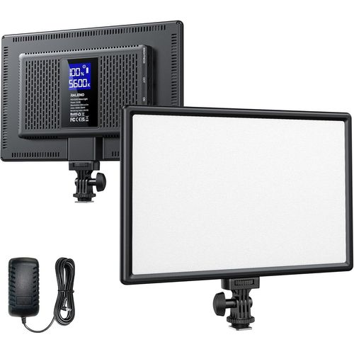 RALENO 19.5W LED Vidéo Lumière, Lampe de Caméra Ultra-Mince 95+ 3200 à 5600K, Écran LCD et Batterie Rechargeable de 8000mAh pour Éclairage Doux en Studio, Youtube, Photographie et Vidéoconférence