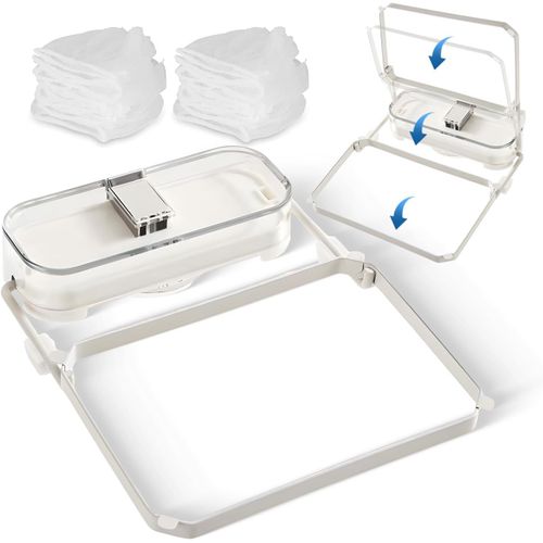 Passoire d'évier en fer-Pliable,amovible,facile à nettoyer-Avec 50 sacs filtrants-Pour la cuisine-Blanc argenté