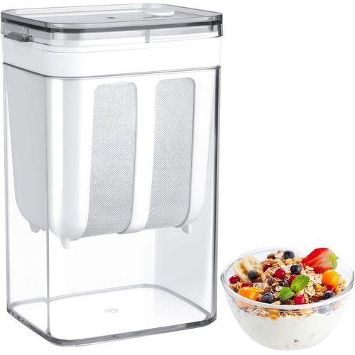 LETNERNY-Passoire À Yaourt Grecque Passoire Yaourtière Passoire À Fromage Lavable 1100 Ml Filtre Pour Yaourtière Avec Couvercle Séparateur De Lactosérum Avec Maille Ultra Fine Pour Filtrer Le Lait