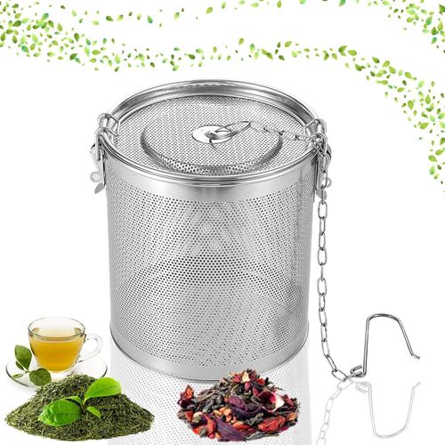 Passoire à thé en Acier Inoxydable,Filtre à Épices,Filtre à thé en Acier Inoxydable avec Crochet à Chaîne,pour thé en Vrac et Épices (12 cm/4,72 pouces)