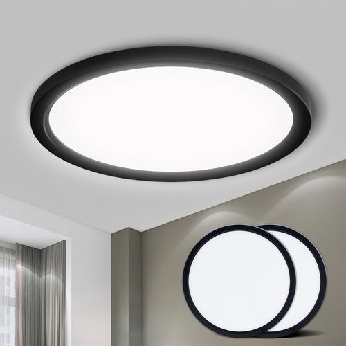 Tianyi-® Plafonnier Led, Lampe De Salle De Bain Étanche Ip44 Ronde Plate 18w 6000k 1600lm Lampe Simple Moderne Mince Pour Salon Salle De Bain Chambre Cuisine Balcon Couloir Sous-Sol Bureau, 220 * 24m