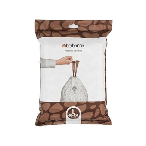 Sac poubelle PerfectFit, code L, 45 litres, 40 sacs par rouleau - White